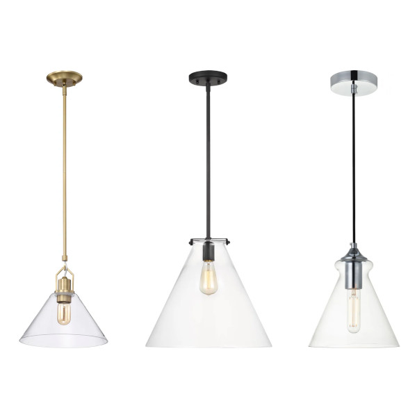 clear glass cone pendant light