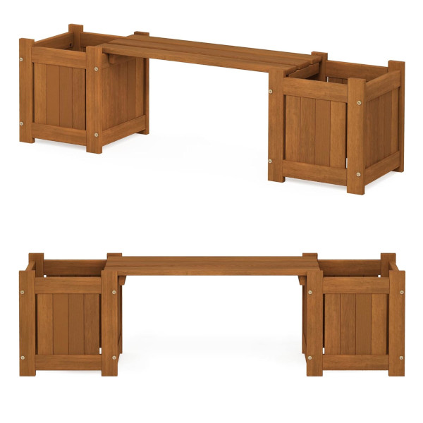 wooden planter bench