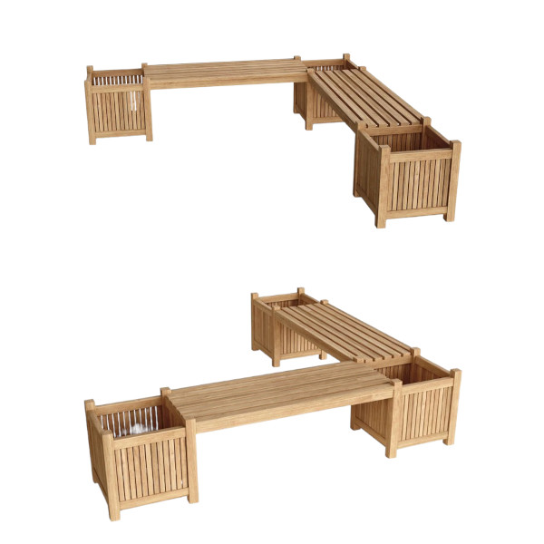 wooden planter bench