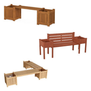 wooden planter bench