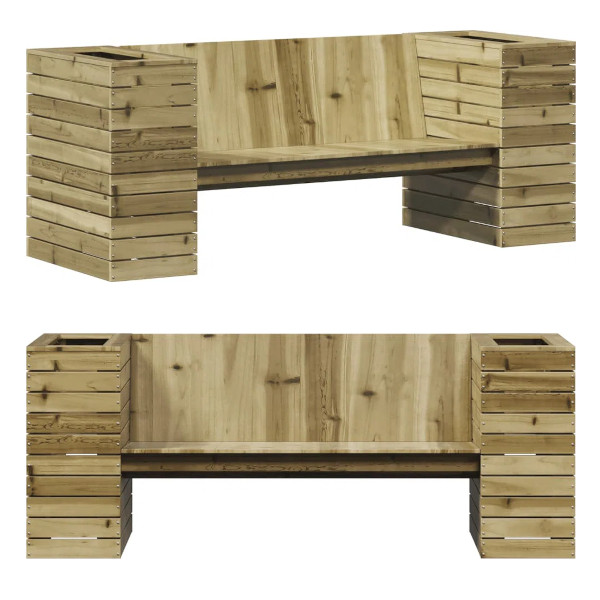 wooden planter bench