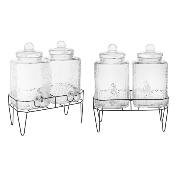 double glass beverage dispenser with stand