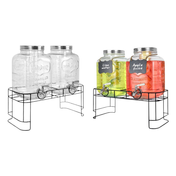 double glass beverage dispenser with stand