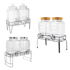 double glass beverage dispenser with stand