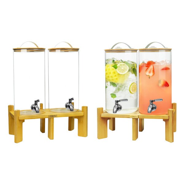 double glass beverage dispenser with stand