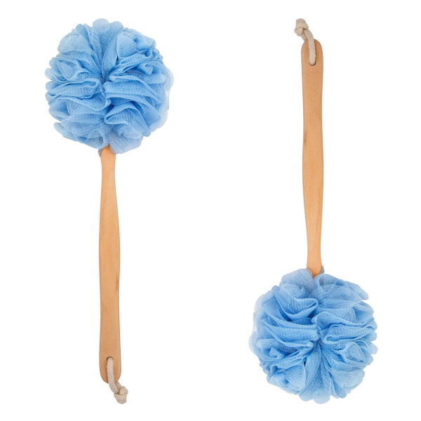 mesh loofah sponge with handle