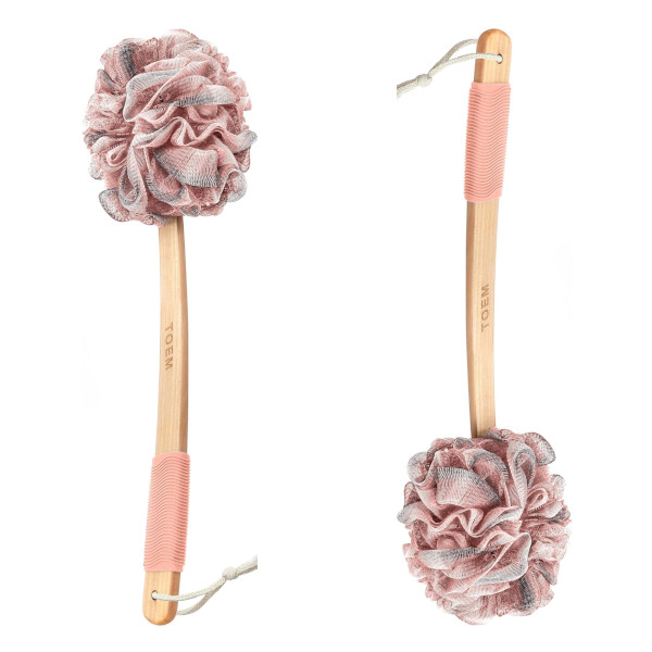 mesh loofah sponge with handle