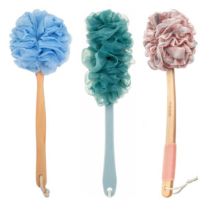 mesh loofah sponge with handle