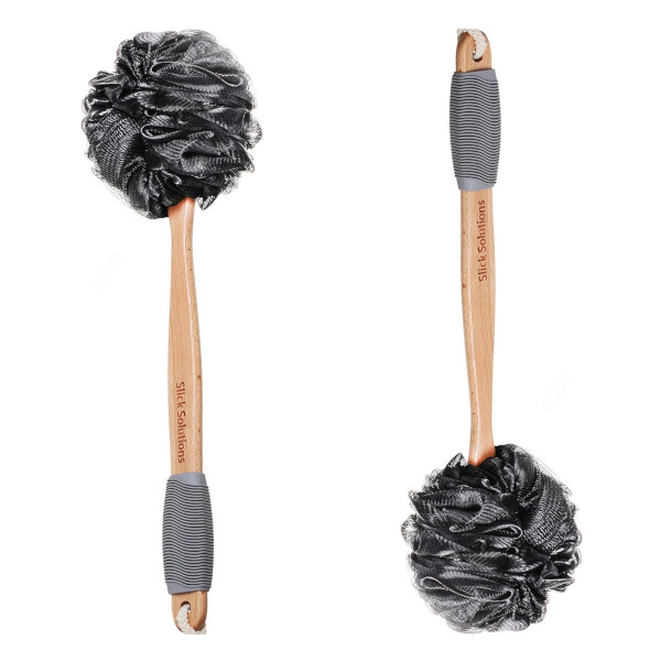 mesh loofah sponge with handle