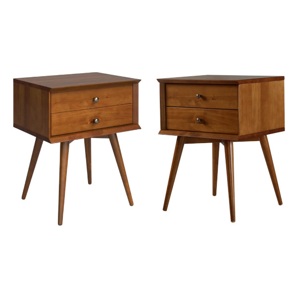 mid century two drawer nightstand