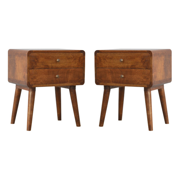 mid century two drawer nightstand