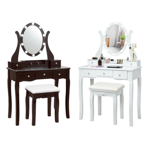 vanity set with light up mirror