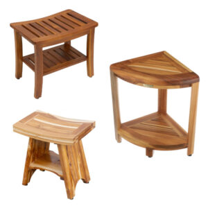 wooden shower bench