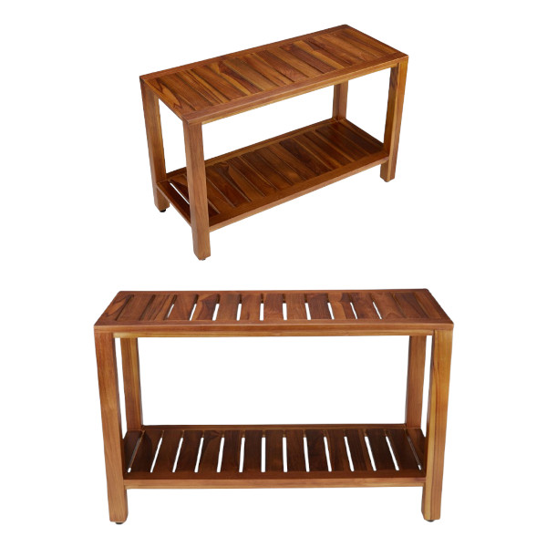wooden shower bench