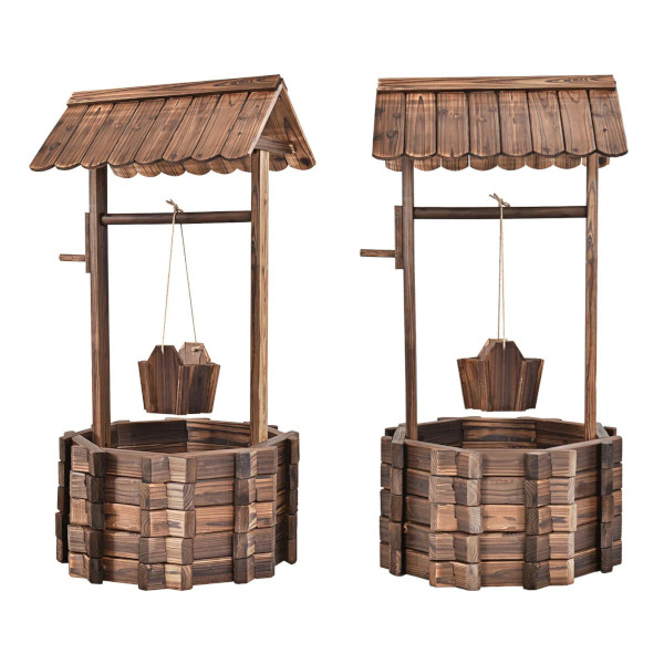 wooden wishing well planter