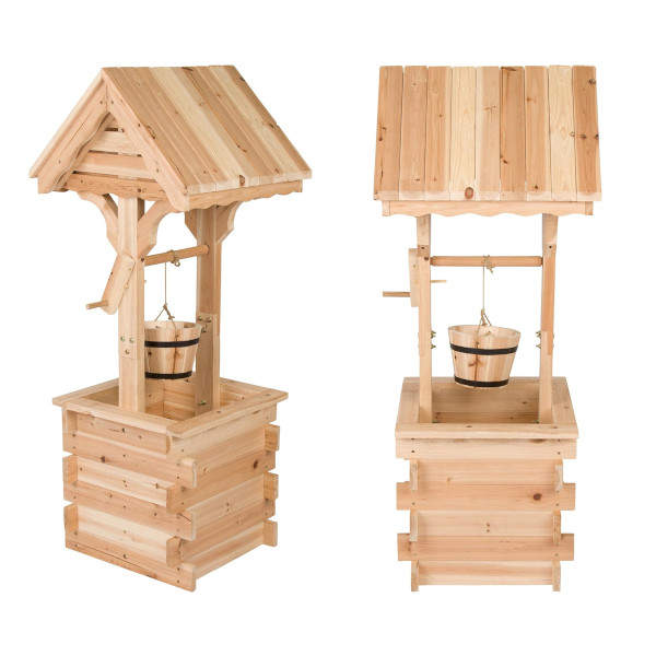 wooden wishing well planter
