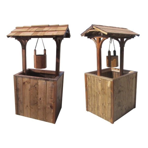 wooden wishing well planter