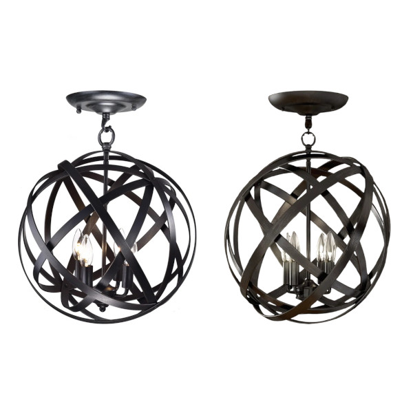 caged globe semi flush mount light