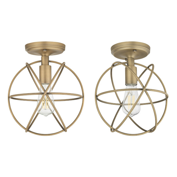 caged globe semi flush mount light