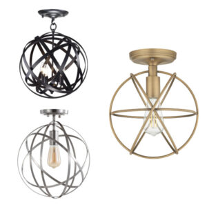 caged globe semi flush mount light