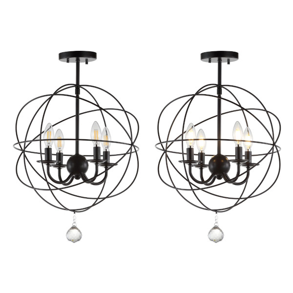 caged globe semi flush mount light