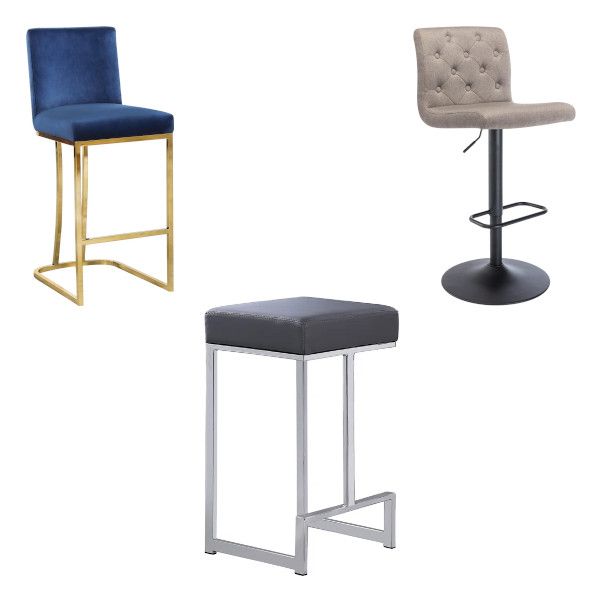 glam metal base counter stool